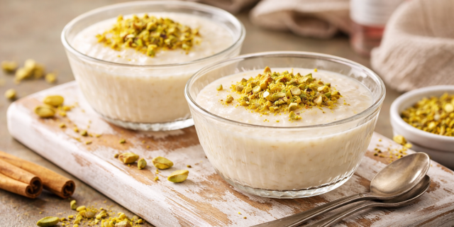 Φτιάχνουμε αρωματικό λιβανέζικο ρυζόγαλο με φιστίκι, το γλυκό των τεσσάρων εποχών