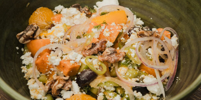 Σαλάτα με γλυκοπατάτες και φέτα Τραχειάς