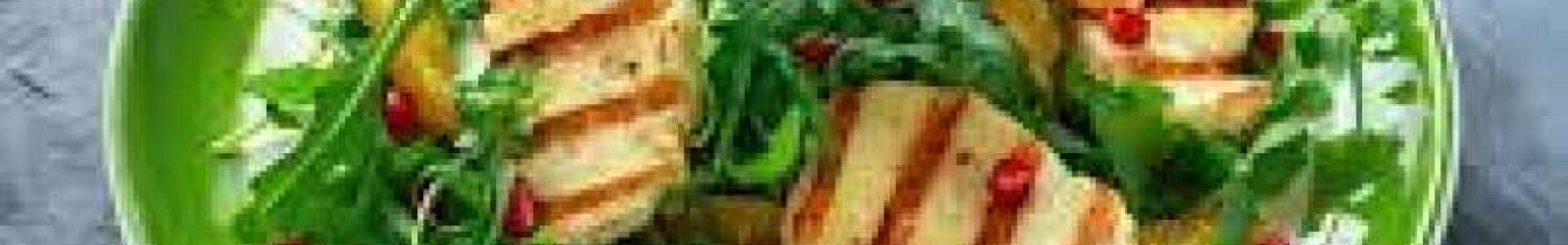 Πράσινη σαλάτα με ψητό χαλούμι