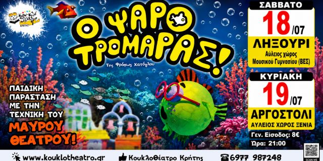 Το Κουκλοθέατρο Κρήτης επιστρέφει στην Κεφαλονιά με την παιδική παράσταση «Ο Ψαροτρομάρας»